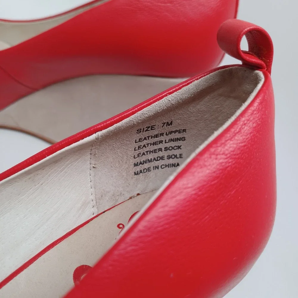 Jeffrey Campbell Nassau Last Red Leather Beige Suede Wedge Pumps Womens 7M